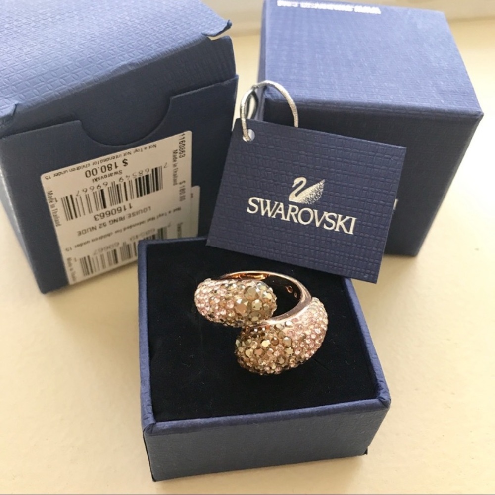 Swarovski Louise Ring in nude gradient shades in rose gold setting NWB sz 52